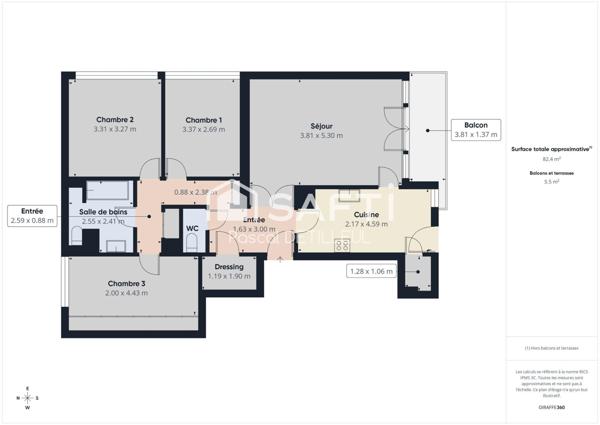 GARCHES - Buzenval appartement 4 pièces 83m2 – Sans vis à vis