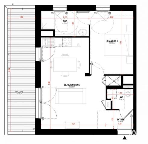 Appartement à vendre 2 pièces 43 m² Saint-Nazaire