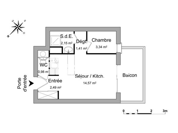 Location Appartement meublé 2 pièces 24.94 m² - 14 RUE DE LA SOLE La Rochelle 17000