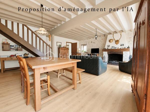 En exclusivité:
Au cœur d’un environnement agréable et verdoyant, venez découvrir cette belle longère d’environ 179 m² au sol (117 m2 Habitable), édifiée sur deux parcelles totalisant 1 920 m², offrant un magnifique jardin arboré, bien exposé et propice aux moments de détente en famille.

Dès l’entrée, vous découvrirez un intérieur chaleureux et fonctionnel. La maison vous offre un agréable espace de vie composé d’un salon et d’une salle à manger, avec le charme de ses tomettes de ses poutres en chêne et de sa cheminée en pierre, ainsi qu’une cuisine aménagée et équipée. Une chambre de 17 m2, Une salle d’eau et un WC indépendant,  complète ce niveau et permet ainsi une vie de plain-pied.
À l’étage, le palier dessert trois belles chambres, aux superficies généreuses comprises entre 13 et 20 m², ainsi qu’une salle de bains avec WC.

Attenante à la maison, une pièce d’environ 30 m² avec mezzanine de 18 m² offre un véritable potentiel d’aménagement. Elle pourra être adaptée selon vos projets : suite parentale, espace professionnel, atelier, salle de jeux, espace de loisirs ou logement indépendant.
À l’extérieur, vous profiterez d’un vaste jardin arboré de 1 920 m², bien exposé.

La propriété dispose également d’un bûcher, ainsi que d’un garage d’environ 28 m² avec fosse mécanique et grenier, idéal pour les amateurs de bricolage ou pour le stockage.

La maison bénéficie d'un système hybride par chaudière à fioul et  par pompe à chaleur, ainsi que d’une cheminée fonctionnelle, permettant de profiter d’une atmosphère chaleureuse et conviviale.
Les fenêtres en bois double vitrage participent également au confort de la maison tout en conservant le charme authentique de cette belle propriété.

Une propriété pleine de charme, offrant de beaux volumes, un environnement agréable et un potentiel d’évolution important. Elle conviendra parfaitement à un projet famille à la recherche d’espace, ou à toute personne souhaitant profiter du charme et de l’authenticité d’une longère.