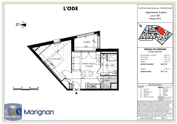 Appartement à louer 2 pièces 38.57m² Toulouse (31300)