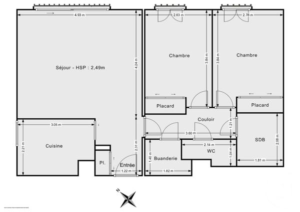 Appartement à vendre  3 pièces - 65,27 m2 PARIS - 75011
