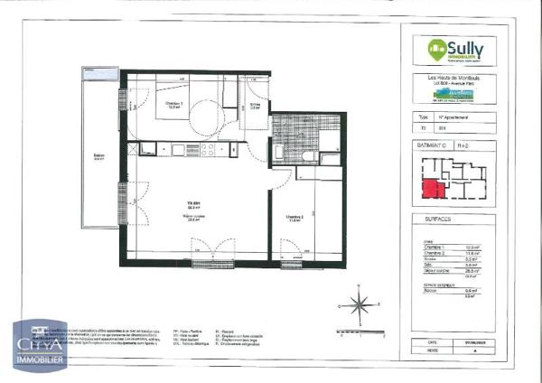 Appartement à louer 3 pièces 62.3m²