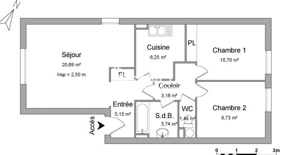 Location Appartement 3 pièces 60.9 m² - Le Mans 72000