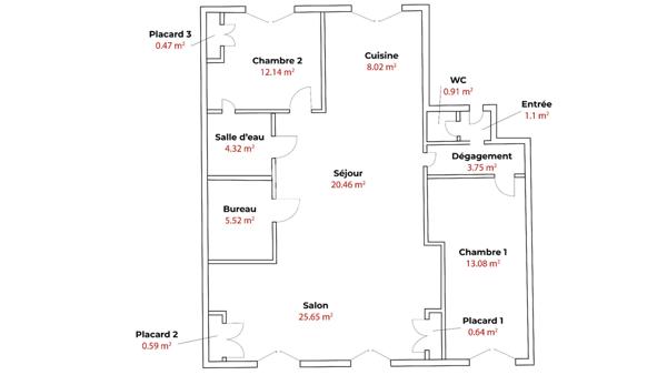 Grand T3 lumineux aux volumes exceptionnels