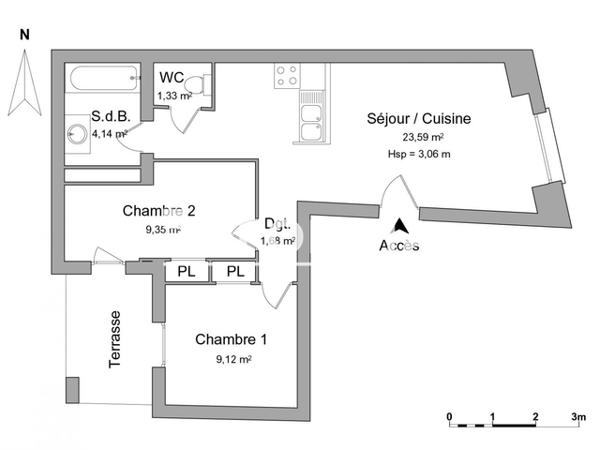 Location Appartement 3 pièces 52 m² - 9 RUE DE BEGLES Bordeaux 33800