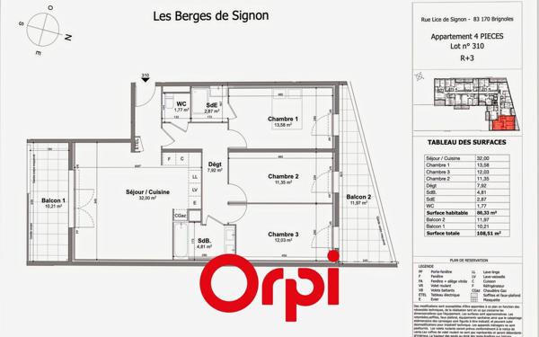 Appartement à vendre    4 pièces • 86,33 m2 Brignoles