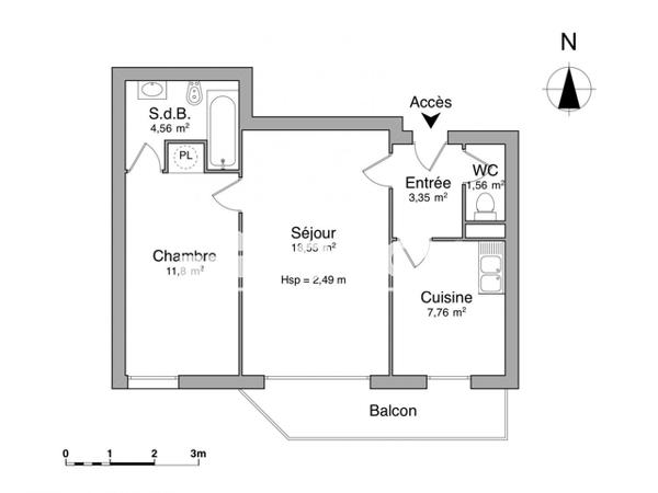 Location Appartement 2 pièces 47.58 m² - 41 RUE VERTE Tours 37000