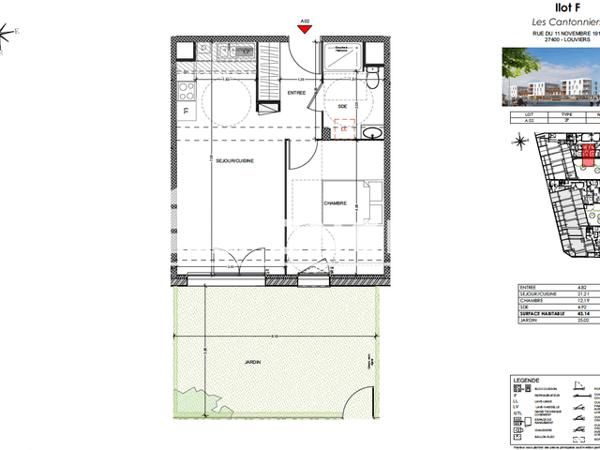 Location Appartement 2 pièces 43.14 m² - Louviers 27400