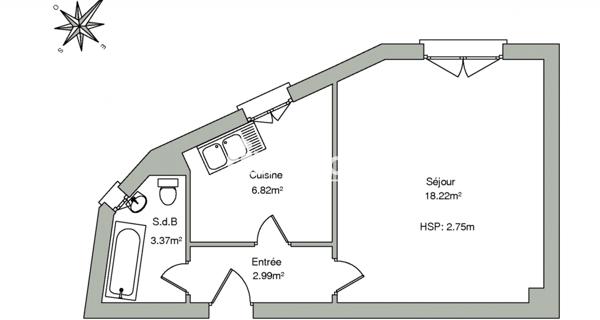 Location Studio 31.4 m² - Créteil 94000