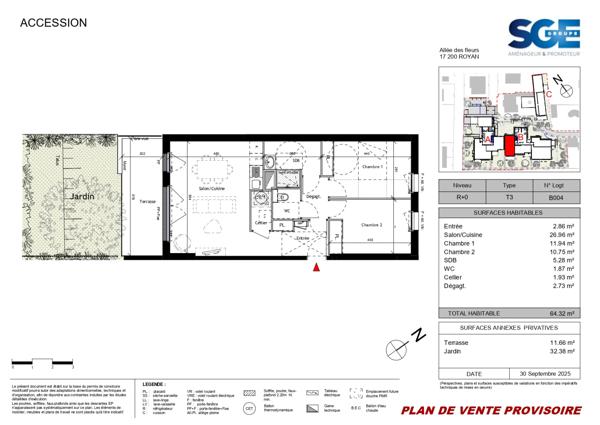 Appartement
                                                                                                                                                                                                                                                                                                                        3 pièce(s)                                                                                                                                                                                                          2 chambre(s)                                                                                                                                                                                                          64.32  m²