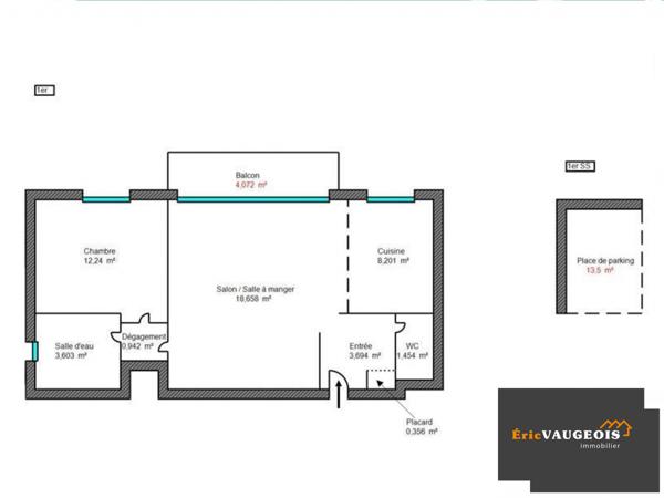 Bussy-Saint-Georges (77600) Appart T2, 49m², balcon, Parking, centre-ville Bussy-Saint-Georges