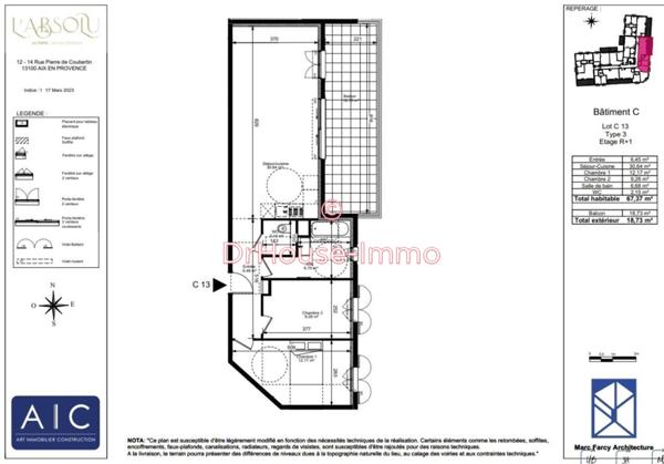 Appartement à vendre 3 pièces de 70 m²