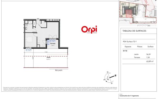 Appartement à vendre    2 pièces • 49,94 m2 Hussigny-Godbrange