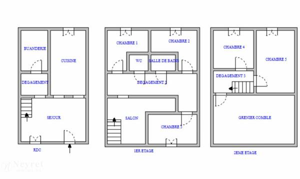 Maison de village avec terrasse 6 pièces + grenier aménageable