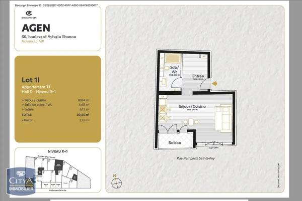 Appartement à louer 1 pièce 30.65m² Agen (47000)