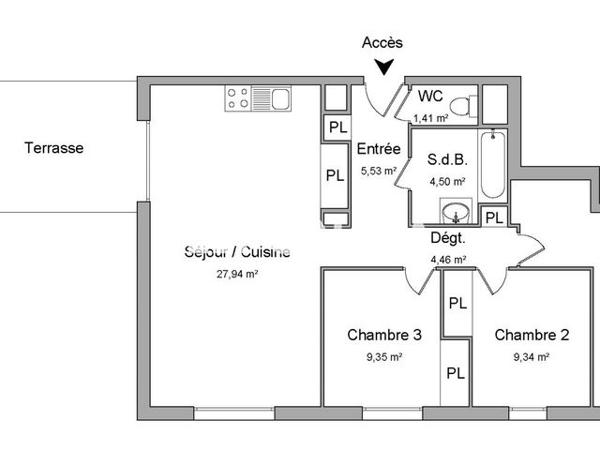 Location Appartement 4 pièces 78.41 m² - AVENUE LAROQUE Bordeaux 33000
