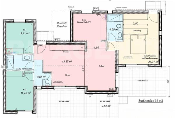 BL-agents vous propose Plaine d'Oletta ce bien de 100 m² - Piscine - Terrain 1090 m² 