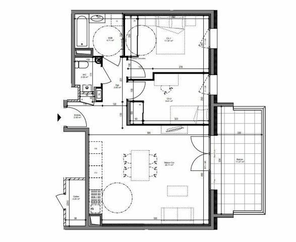 Appartement à vendre    3 pièces • 63,33 m2 Saint-Cassin