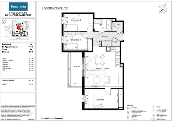 Appartement à vendre 4 pièces 79 m² Port-Saint-Père