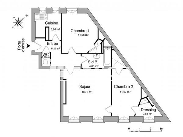 Location Appartement 3 pièces 61.25 m² - 36 AVENUE JEAN MOULIN Paris 75014