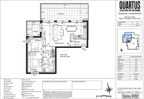 Appartement Le Touquet Paris Plage 3 pièces 75,53 m² + 2 terrasses