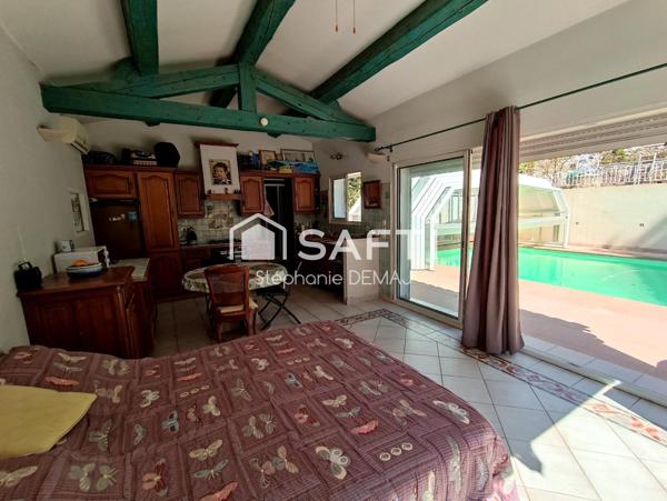 T 3 de 96 m² + studio 32 m², Piscine, Garage, cave