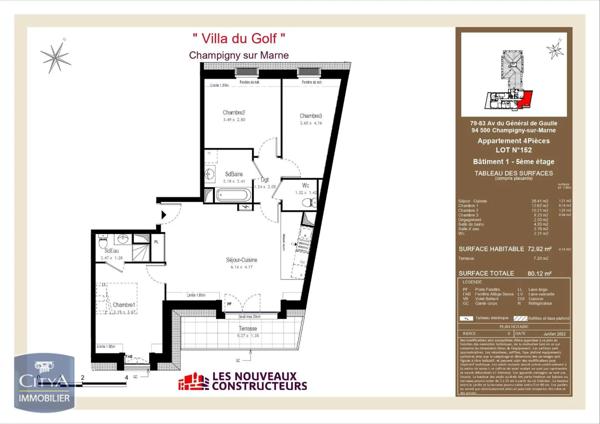 Appartement à louer 4 pièces 72.92m²