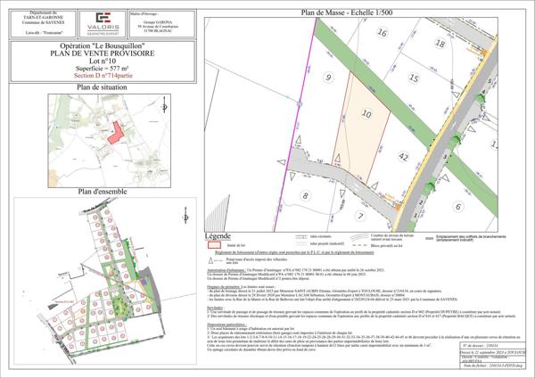 Terrain à bâtir de 577m² viabilisé, borné, en lotissement.