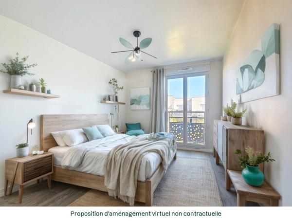 Limay, F3 de 56 m², Dernier étage, Balcon, Parking, Résidence de 2019