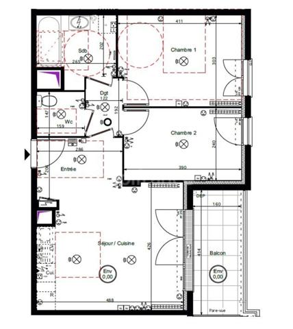Limay, F3 de 56 m², Dernier étage, Balcon, Parking, Résidence de 2019