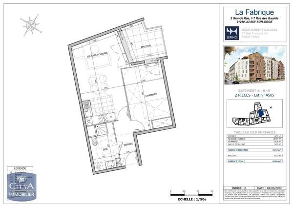Appartement à louer 2 pièces 43.53m² Juvisy-sur-Orge (91260)