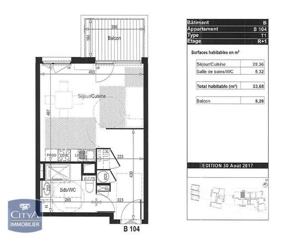 Appartement à louer 1 pièce 33.68m²