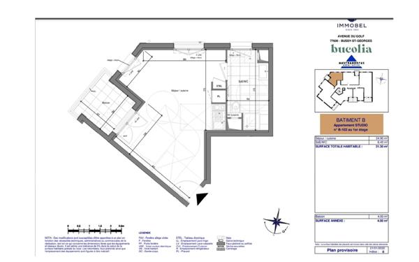 Appartement à louer    1 pièce • 31,30 m2 Bussy-Saint-Georges