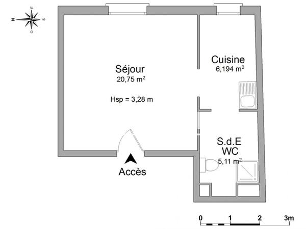 Location Studio 32.05 m² - 17 AVENUE DE PARIS Poitiers 86000