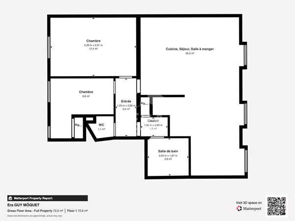Appartement Paris 3 pièce(s) 61,07 m2