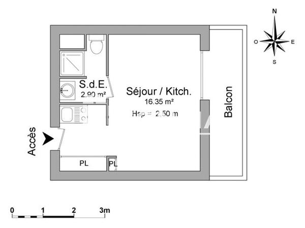 Location Studio 19.3 m² - 35 RUE GABRIEL PERI Le Havre 76600