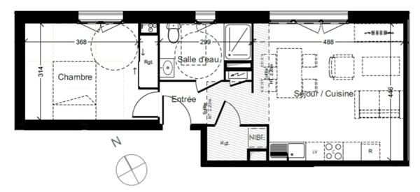 appartement T2 à vendre ROUEN droite (76), surface habitable 44.99 m2