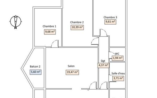 Appartement à vendre    4 pièces • 76,50 m2 Quimper