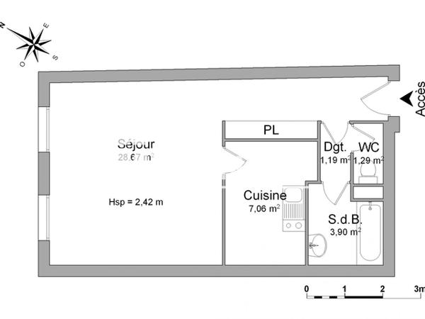 Location Studio 42.11 m² - 2e ETAGE - PORTE 4 Niort 79000