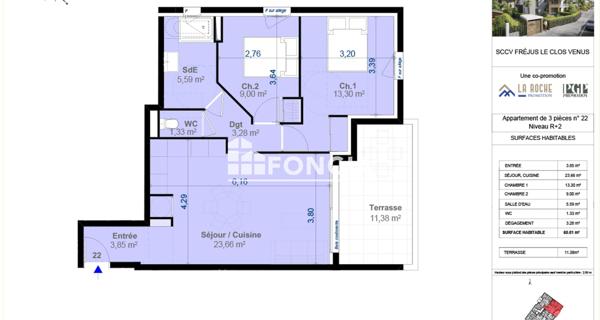 À vendre Appartement 3 pièces 60 m² - Fréjus 83600