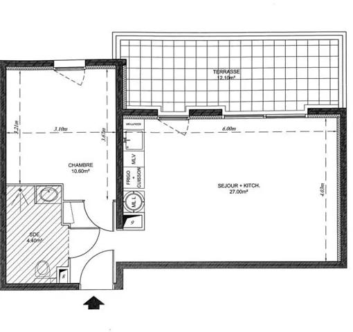 Appartement à vendre 2 pièces 42.13m²