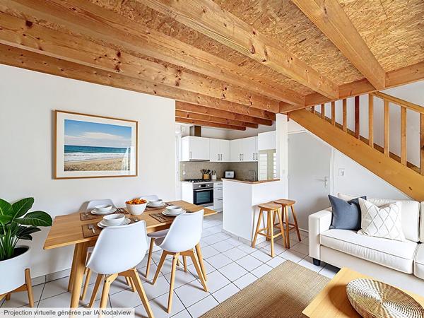 Maison 2 pièces à vendre aux des grèves de Langueux ! Ideal investissement ou premier achat, maison avec une chambre, jardin et parking avec vue sur les Grèves de Langueux !