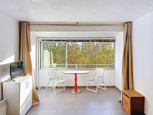 Charmant appartement studio cabine lumineux de 24.85 m2 avec loggia et vue dégagée, cellier & parking privatif à Gruissan entre le Grazel et le Port