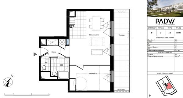 Appartement neuf A VENDRE, Ancenis centre, en cours de construction, T2 avec grande terrasse