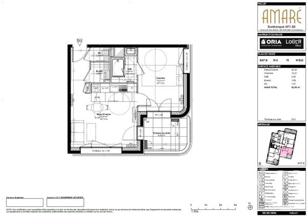 Appartement T2 à vendre  2 pièces - 42,09 m2 DUNKERQUE - 59