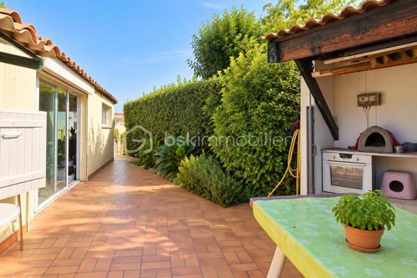 Le calme d’une impasse, le confort du plain-pied et de vrais espaces pour profiter de l’extérieur !

À Milhaud, à proximité de toutes les commodités, découvrez cette maison de plain-pied d’environ 142 m², implantée sur une parcelle arborée de 519 m².

Dès l’entrée, vous découvrirez une maison pleine de vie et de caractère. Sa belle pièce de vie conviviale et lumineuse, ouverte sur le jardin, réunit salon, espace repas et cuisine ouverte, créant un véritable lieu de partage tourné vers l’extérieur.

Côté nuit, la maison dispose de 3 chambres et d’une salle d’eau.

L’ancien garage a été aménagé en buanderie et dressing. Grâce à sa configuration, cet espace offre également un beau potentiel pour créer un bureau, un espace de télétravail ou accueillir une activité libérale à domicile, sous réserve des autorisations nécessaires.

Mais c’est aussi à l’extérieur que cette maison dévoile tout son charme. Le jardin arboré accueille une piscine de 7 x 3,5 m, idéale pour profiter pleinement des beaux jours. Plusieurs dépendances viennent compléter l’ensemble, avec notamment un local technique piscine et atelier, ainsi qu’un agréable espace dédié aux moments de convivialité avec barbecue et cuisine d’été.

Le jardin bénéficie également d’un forage et d’un arrosage automatique, appréciables pour faciliter son entretien.

Pour votre confort au quotidien : pompe à chaleur, climatisation réversible, double vitrage, volets roulants électriques, VMC et accès aux combles.

Une maison chaleureuse et atypique qui offre bien plus que sa surface habitable grâce à ses nombreux espaces complémentaires.

Plain-pied, piscine, dépendances, jardin et calme d’une impasse : une combinaison rare sur Milhaud.

À découvrir sans tarder !