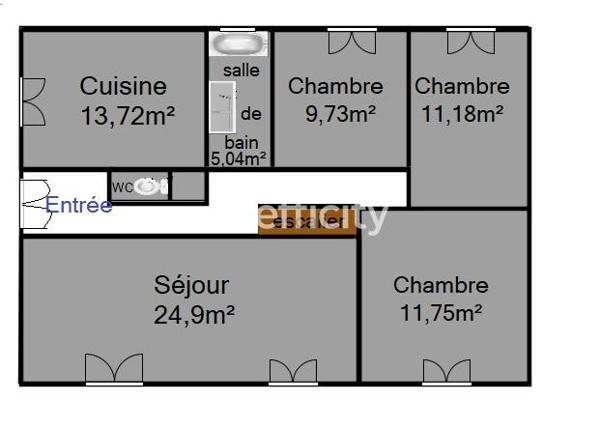 Maison 4 pièces - 92 m² Exclusivité efficity