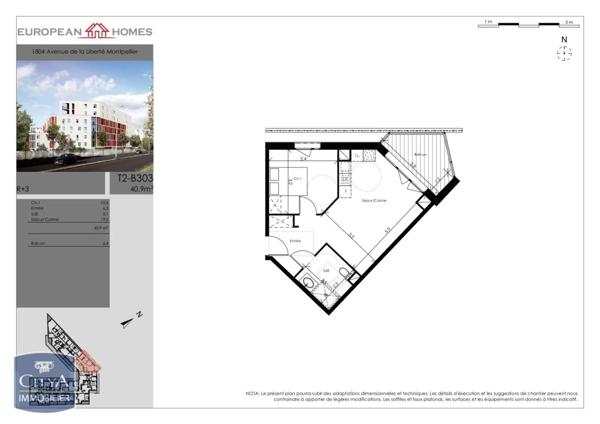 Appartement à louer 2 pièces 40.9m²