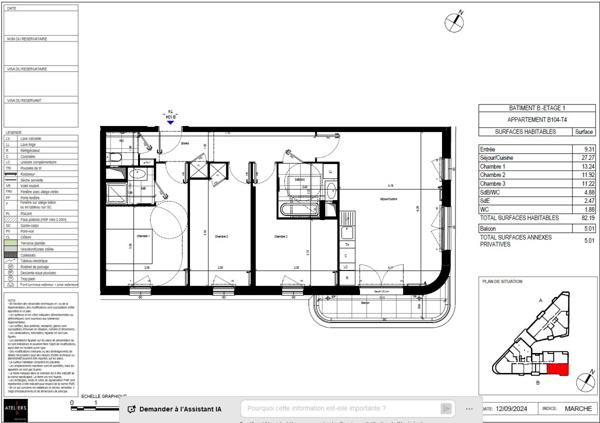 Appartement 4 pièces - 85 m² Exclusivité efficity
